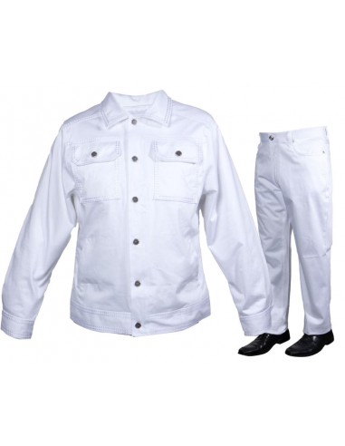 Prestige White Double Stitch Jacket & Pant Set de France