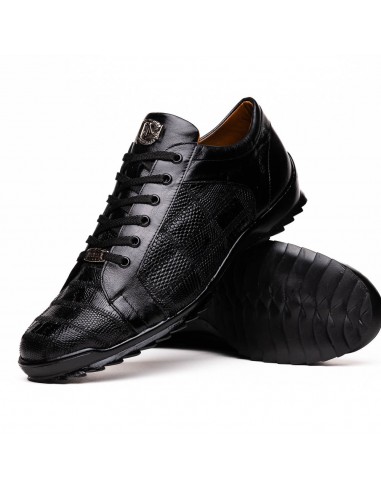 Marco Di Milano Bari Black Lizard Patchwork Leather Sneakers en linge