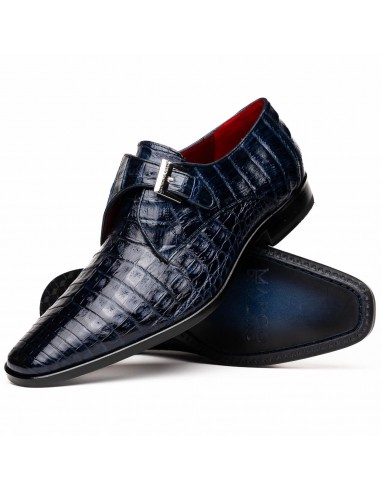 Marco Di Milano Rovigo Blue Caiman Crocodile Monk Strap Dress Shoes à prix réduit toute l'année