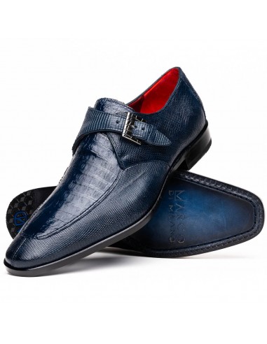 Marco Di Milano Toluca Navy Crocodile & Lizard Monk Strap Dress Shoes 2023