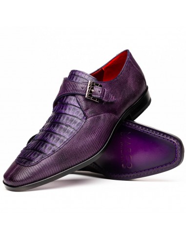 Marco Di Milano Toluca Purple Crocodile & Lizard Monk Strap Dress Shoes le concept de la Pate a emporter 