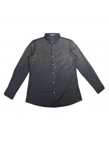 Barocco Black/Gold Fully Loaded Crystal Button Up Shirt Amélioration de cerveau avec