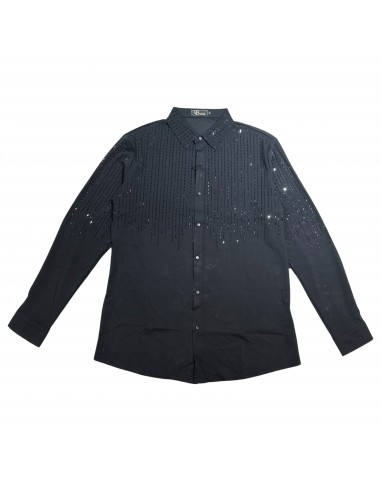 Barocco Black/Black Crystal Rain Button Up Shirt pas cheres