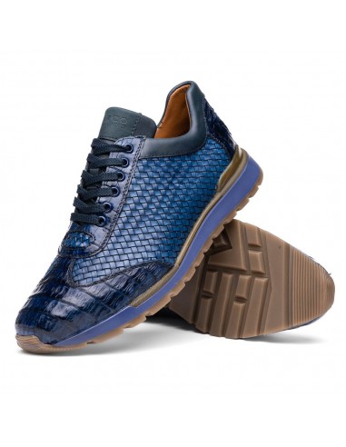 Marco Di Milano Roma Navy Woven Calfskin & Crocodile Sneakers suggérées chez