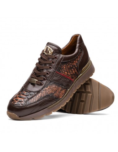 Marco Di Milano Brescia Washed Cognac Python & Calfskin Sneakers Venez découvrir notre 