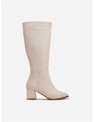 Lizette Vegan Leather Knee High Boots | Beige Fin de série