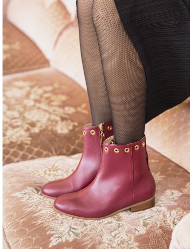 Nansouty Vegan Leather Ankle Boots | Burgundy en stock