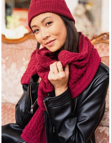 Nebula Recycled Cotton Cable Knit Vegan Scarf | Burgundy le concept de la Pate a emporter 