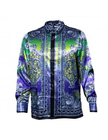 Prestige Purple & Green Dimensions Button Up Shirt l'achat 