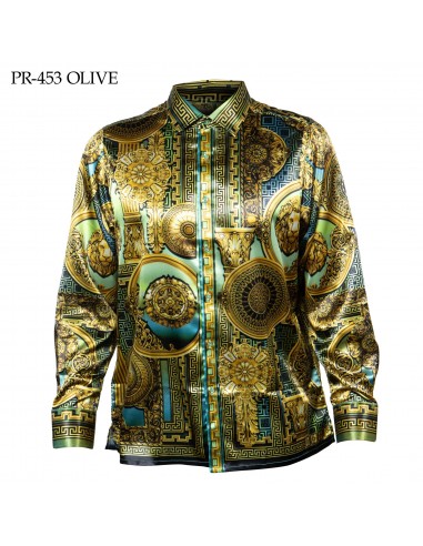 Prestige Olive Medallion Pendant Button Up Shirt Faites des économies