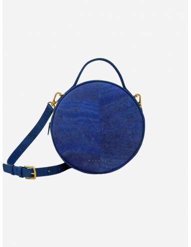 Beta Handcrafted Cork Vegan Round Shoulder Bag | Navy livraison et retour toujours gratuits