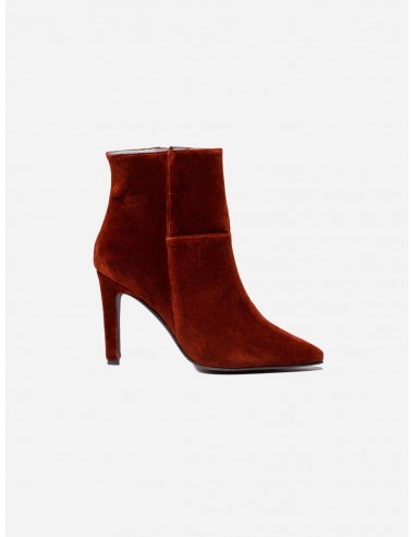 Rose Vegan Velvet Heeled Ankle Boots | Rust est présent 