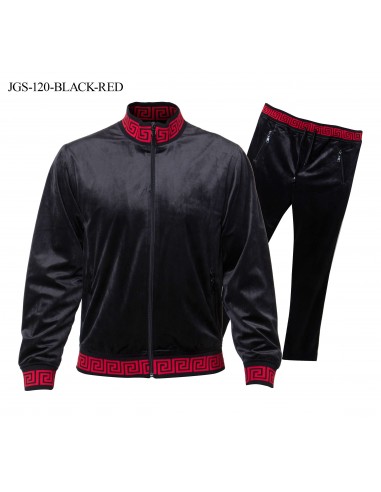 Prestige Men's Black & Red Greek Key Jogger Set de technologie