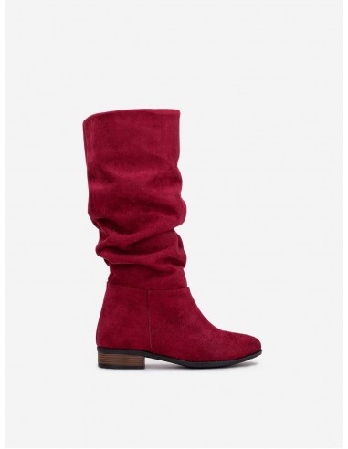 Maribel Vegan Suede Slouchy Boots | Brick Red Pour