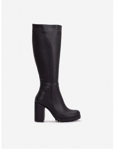 Alize Vegan Leather Wide Calf Platform Boots | Black pas chere