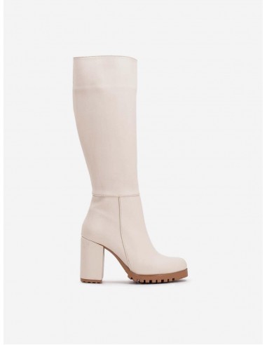 Alize Vegan Leather Wide Calf Platform Boots | Cream Découvrez la collection