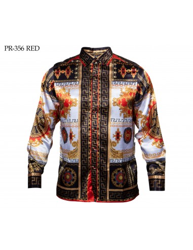 Prestige Red Gold Crystal Monarch Button Up Shirt Fin de série