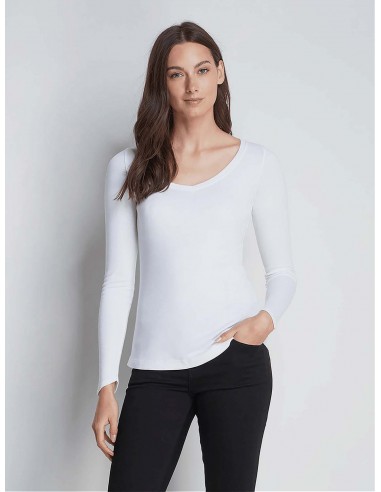 V Neck Long Sleeve Cotton Modal Blend T-shirt | Multiple Colours le des métaux précieux