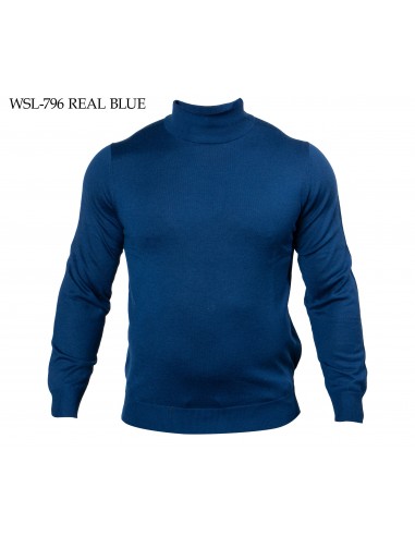 Prestige Real Blue Mock Neck Elite Wool Sweater 50% de réduction en Octobre 2024