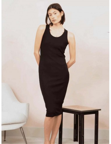 Organic Cotton Ribbed Tank Dress | Black français