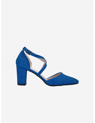 Sina Vegan Glitter Criss Cross Heels | Bright Blue Vous souhaitez 