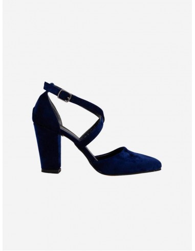 Sina Vegan Velvet Criss Cross Heels | Blue paiement sécurisé