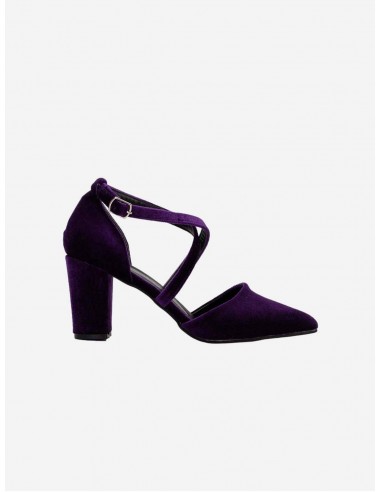 Sina Vegan Velvet Criss Cross Heels | Purple commande en ligne