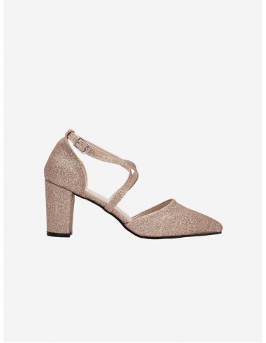 Sina Vegan Glitter Criss Cross Heels | Rose Gold les ligaments