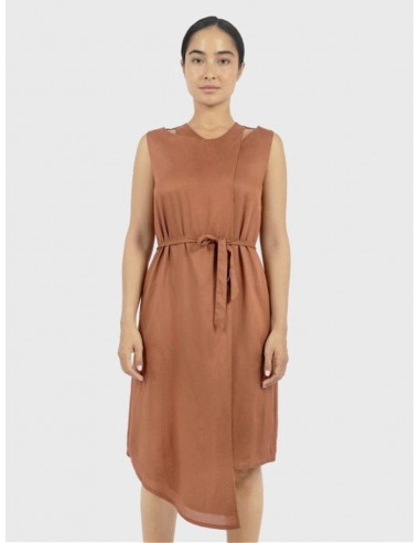 Funchal TENCEL™ Modal Asymmetric Wrap Dress | Red Rust en linge