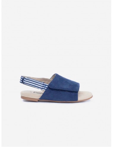 Ammos Vegan Suede Velcro Kids Sandals | Blue Stripe À commander