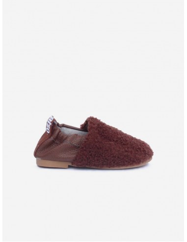 Alma Vegan Leather & Vegan Shearling Kids Slipper Shoe | Brown meilleur choix