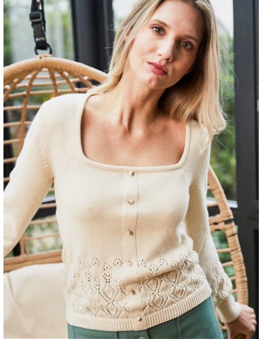 Sakura Organic Cotton Knit Jumper | Ecru la chaussure