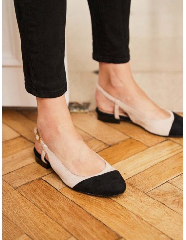 Hortense Vegan Recycled Grain Slingback Pumps | Black & Beige à prix réduit toute l'année