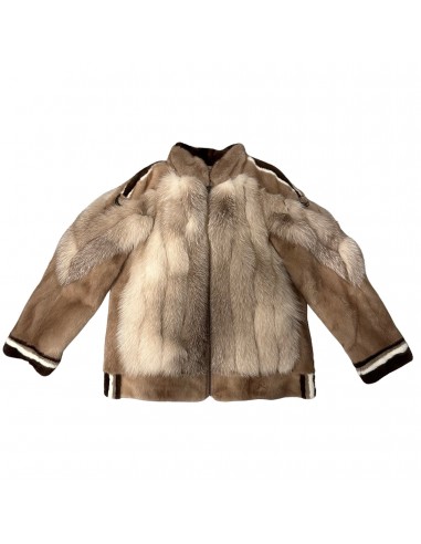 Kashani Men's Arctic Fox Tri-Tone Mink Fur Coat Pour