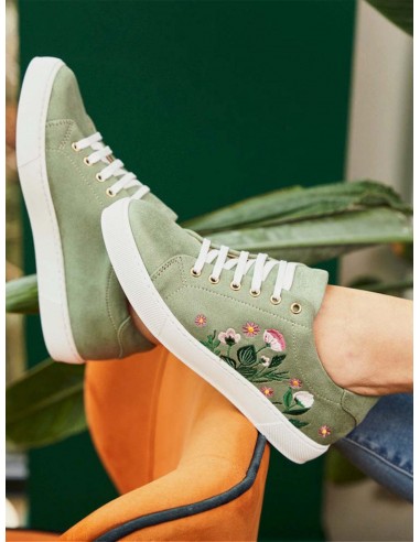 Virevolte Recycled Grain Vegan Suede Embroidered Sneakers | Garden pas cher