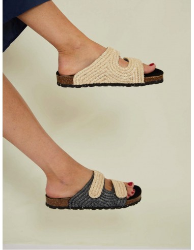 Pollenca Vegan Rafia Sandals | Natural & Black Voir les baskets