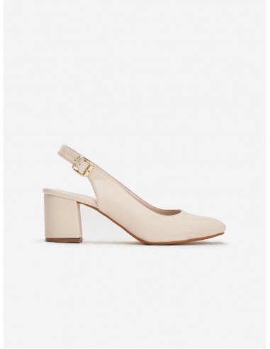 Emma Vegan Leather Slingback Mid Heels | Beige Voir les baskets