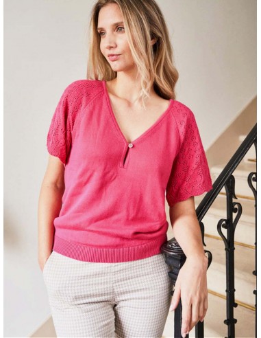 Dew Organic Cotton Knit Top | Strawberry JUSQU'A -70%! 