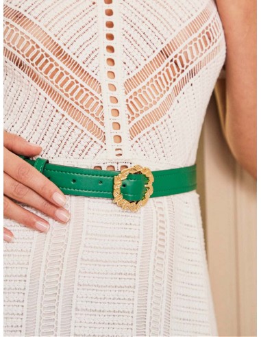 Tango Vegan leather Gold Buckle Belt | Emerald outlet