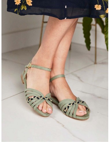 Daffodil Vegan Suede Braid Detail Sandals | Sage chez Cornerstreet bien 