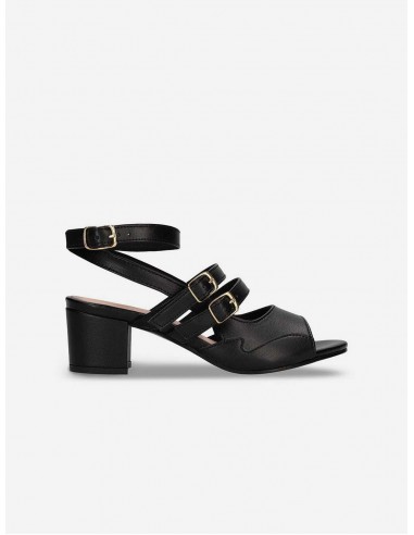 Devan Women's Vegan Apple Leather Heeled Sandals | Black de votre