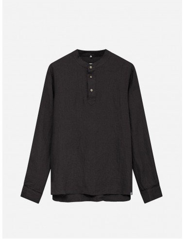 Elijah Men's Linen Top | Black brillant des détails fins