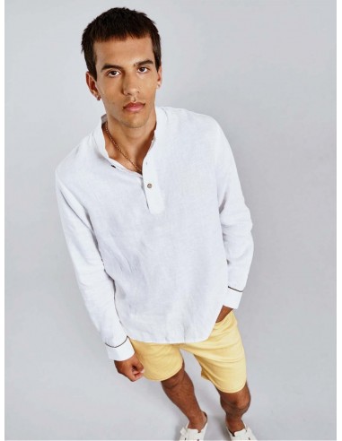 Elijah Men's Linen Top | Off White paiement sécurisé