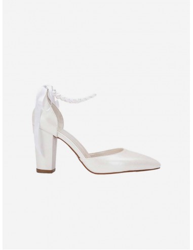 Agnes Vegan Leather Pearl Wedding Heels | Ivory en ligne