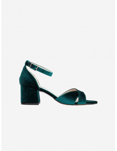 Aurora Vegan Velvet Low Heel Sandals | Green d'Europe débarque