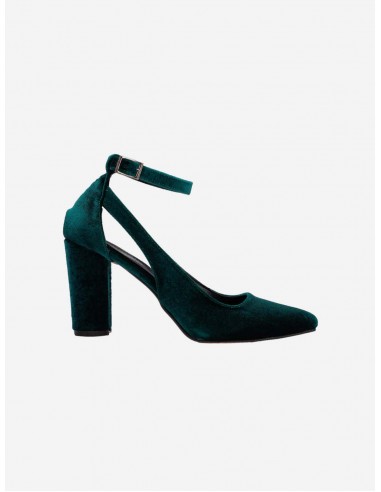 Colette Vegan Velvet Block Heels | Emerald Green livraison et retour toujours gratuits