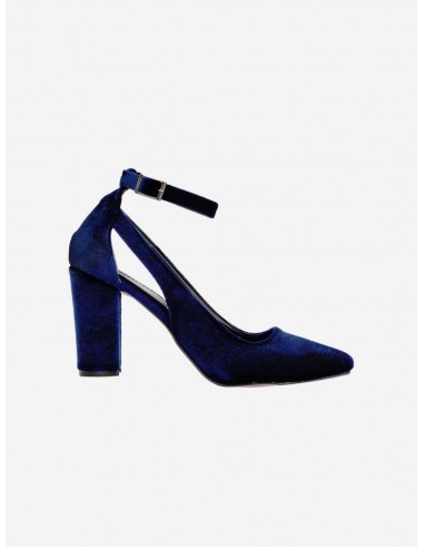 Colette Vegan Velvet Block Heels | Dark Blue Jusqu'à 80% De Réduction