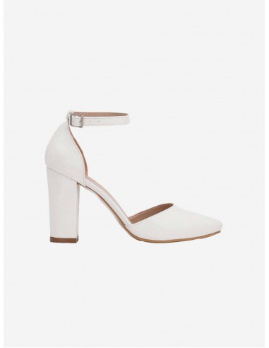 Gisele Vegan Leather Ribbon Wedding Heels | White commande en ligne