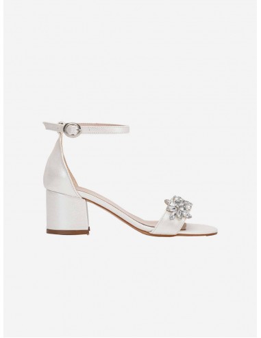 Helen Vegan Leather Rhinestone and Ribbon Wedding Heels | Ivory du meilleur 