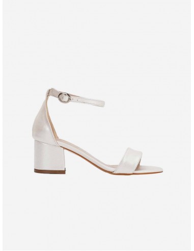 Hera Vegan Leather Ribbon Heeled Wedding Sandals | Ivory la chaussure